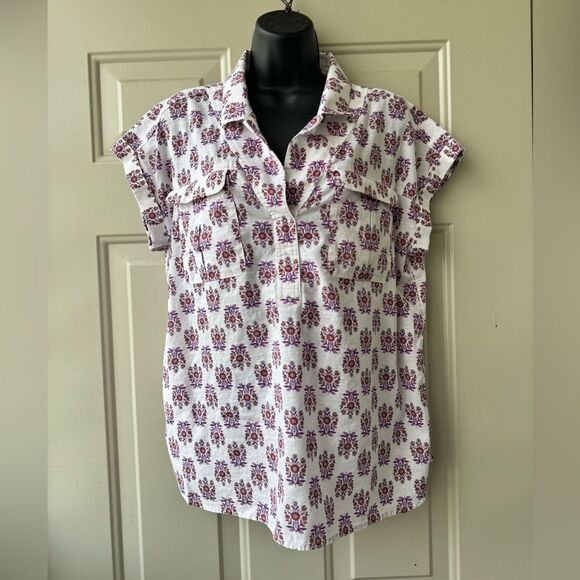 J.Jill Utility Popover Shirt Size Medium Cotton - Picture 8 of 13